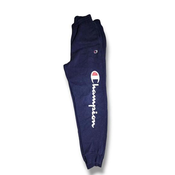 Champion Boys Navy Elasticated Waist Logo Sweatpants Size L - Picture 1 of 3